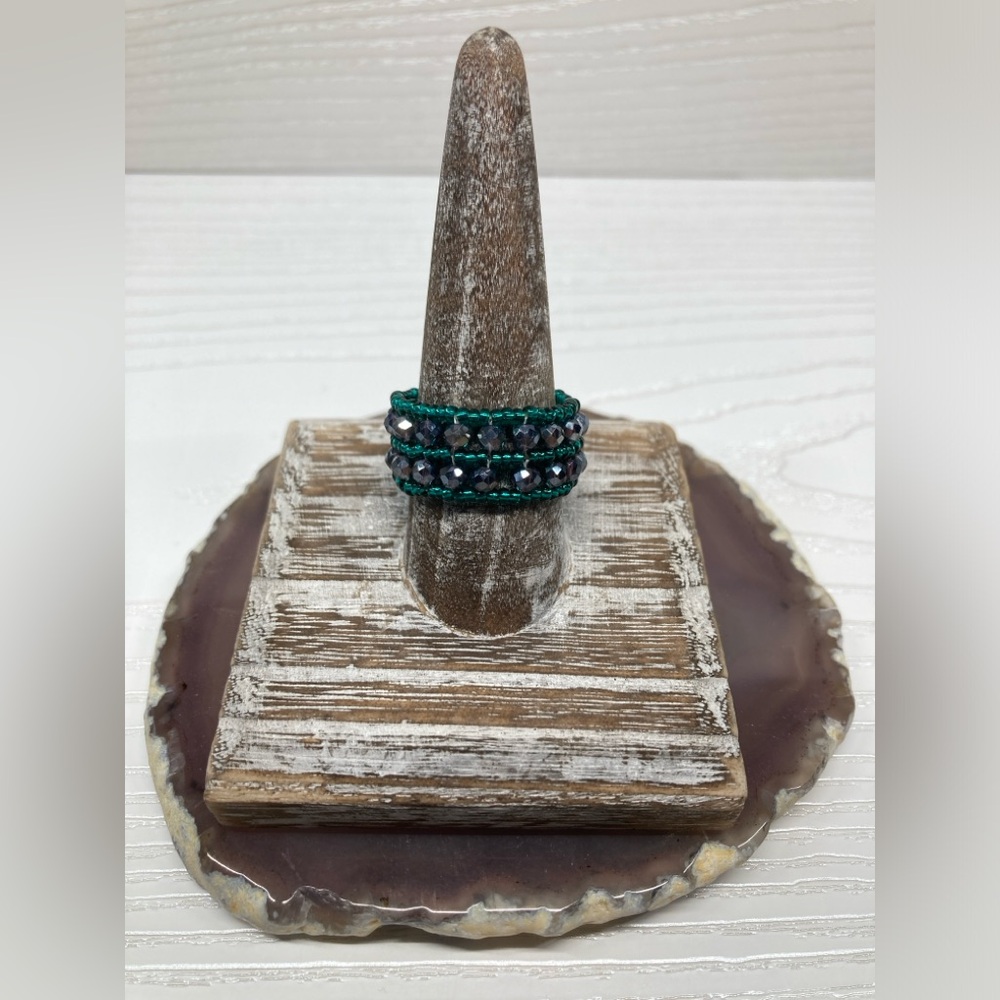 ✨Handmade Beaded Ring Czech Glass and Miyuki Seed Beads